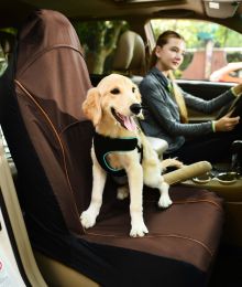 Pet Life Open Road Mess-Free Single Seated Safety Car Seat Cover Protector For Dog, Cats, And Children - Brown