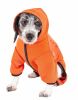 Pet Life Active 'Pawsterity' Heathered Performance 4-Way Stretch Two-Toned Full Bodied Hoodie - Orange - Large