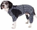 Pet Life Active 'Downward Dog' Heathered Performance 4-Way Stretch Two-Toned Full Body Warm Up Hoodie - Black - X-Small