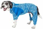 Pet Life Active 'Downward Dog' Heathered Performance 4-Way Stretch Two-Toned Full Body Warm Up Hoodie - Blue - X-Large