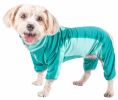 Pet Life Active 'Warm-Pup' Heathered Performance 4-Way Stretch Two-Toned Full Body Warm Up - Green - X-Large