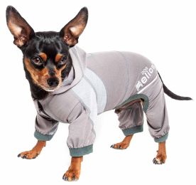 Dog Helios 'Namastail' Lightweight 4-Way Stretch Breathable Full Bodied Performance Yoga Dog Hoodie Tracksuit - Grey - Medium