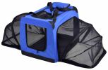 Pet Life 'Hounda Accordion' Metal Framed Soft-Folding Collapsible Dual-Sided Expandable Pet Dog Crate - Blue - Medium