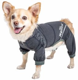 Dog Helios 'Namastail' Lightweight 4-Way Stretch Breathable Full Bodied Performance Yoga Dog Hoodie Tracksuit - Black - X-Large