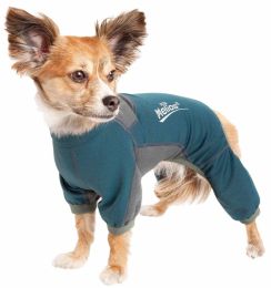 Dog Helios 'Rufflex' Mediumweight 4-Way-Stretch Breathable Full Bodied Performance Dog Warmup Track Suit - Blue - X-Small