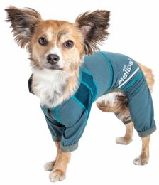 Dog Helios 'Namastail' Lightweight 4-Way Stretch Breathable Full Bodied Performance Yoga Dog Hoodie Tracksuit - Blue - Large