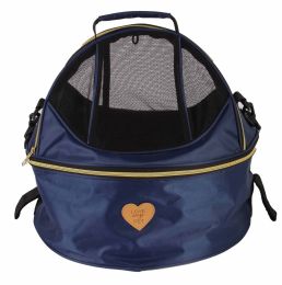 Pet Life 'Air-Venture' Dual-Zip Airline Approved Panoramic Circular Travel Pet Dog Carrier - Navy