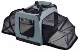 Pet Life 'Hounda Accordion' Metal Framed Soft-Folding Collapsible Dual-Sided Expandable Pet Dog Crate - Grey - Small