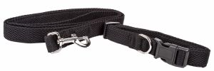 Pet Life 'Aero Mesh' 2-In-1 Dual Sided Comfortable And Breathable Adjustable Mesh Dog Leash-Collar - Black - Medium