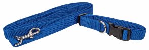 Pet Life 'Aero Mesh' 2-In-1 Dual Sided Comfortable And Breathable Adjustable Mesh Dog Leash-Collar - Blue - Large