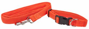 Pet Life 'Aero Mesh' 2-In-1 Dual Sided Comfortable And Breathable Adjustable Mesh Dog Leash-Collar - Orange - Medium