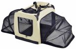 Pet Life 'Hounda Accordion' Metal Framed Soft-Folding Collapsible Dual-Sided Expandable Pet Dog Crate - Khaki - X-Small