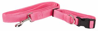 Pet Life 'Aero Mesh' 2-In-1 Dual Sided Comfortable And Breathable Adjustable Mesh Dog Leash-Collar - Pink - Small