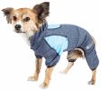 Pet Life Active 'Fur-Breeze' Heathered Performance 4-Way Stretch Two-Toned Full Bodied Hoodie - Blue - Medium