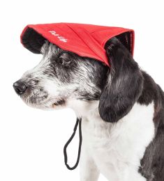 Pet Life 'Cap-Tivating' Uv Protectant Adjustable Fashion Dog Hat Cap - Red - Large