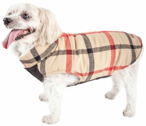 Pet Life 'Allegiance' Classical Plaided Insulated Dog Coat Jacket - Khaki - X-Large