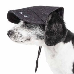 Pet Life 'Cap-Tivating' Uv Protectant Adjustable Fashion Dog Hat Cap - Black Faded - Medium