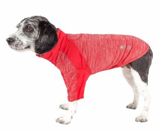 Pet Life Active 'Chewitt Wagassy' 4-Way Stretch Performance Long Sleeve Dog T-Shirt - Red - Small