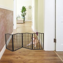 Pet Gate &ndash; Dog Gate for Doorways; Stairs or House &ndash; Freestanding; Folding; brown; Arc Wooden - as Pic