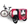 Bicycle trailer for pets outdoor foldable red color dog trailer with reflectors and safty flag - as Pic