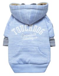 Touchdog Hampton Beach Designer Ultra Soft Sand-Blasted Cotton Pet Dog Hoodie Sweater - Blue - X-Small