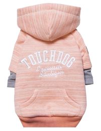 Touchdog Hampton Beach Designer Ultra Soft Sand-Blasted Cotton Pet Dog Hoodie Sweater - Pink - Large