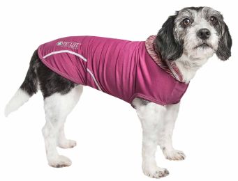 Pet Life Active 'Pull-Rover' Premium 4-Way Stretch Two-Toned Performance Sleeveless Dog T-Shirt Tank Top Hoodie - Maroon - Large