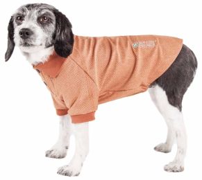 Pet Life Active 'Fur-Flexed' Relax-Stretch Wick-Proof Performance Dog Polo T-Shirt - Brown - Small