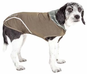 Pet Life Active 'Pull-Rover' Premium 4-Way Stretch Two-Toned Performance Sleeveless Dog T-Shirt Tank Top Hoodie - Green - X-Small