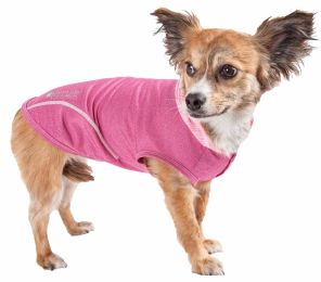 Pet Life Active 'Pull-Rover' Premium 4-Way Stretch Two-Toned Performance Sleeveless Dog T-Shirt Tank Top Hoodie - Pink - X-Small