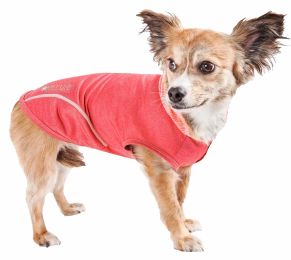 Pet Life Active 'Pull-Rover' Premium 4-Way Stretch Two-Toned Performance Sleeveless Dog T-Shirt Tank Top Hoodie - Red - Small