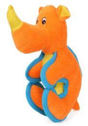 Pet Life Cartoon Funimal Plush Animal Squeak Chew Tug Dog Toy - Orange