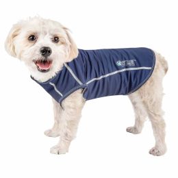 Pet Life Active 'Racerbark' 4-Way Stretch Performance Active Dog Tank Top T-Shirt - Navy - X-Small