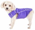 Pet Life Active 'Racerbark' 4-Way Stretch Performance Active Dog Tank Top T-Shirt - Purple - Medium