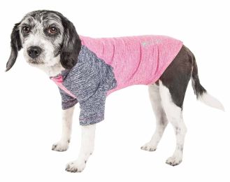 Pet Life Active 'Hybreed' 4-Way Stretch Two-Toned Performance Dog T-Shirt - Pink - Large