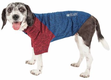 Pet Life Active 'Hybreed' 4-Way Stretch Two-Toned Performance Dog T-Shirt - Blue - X-Small