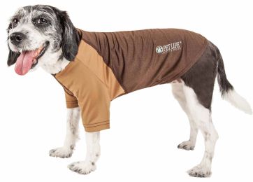 Pet Life Active 'Hybreed' 4-Way Stretch Two-Toned Performance Dog T-Shirt - Brown - Small