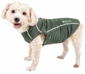 Pet Life Active 'Racerbark' 4-Way Stretch Performance Active Dog Tank Top T-Shirt - Green - Small