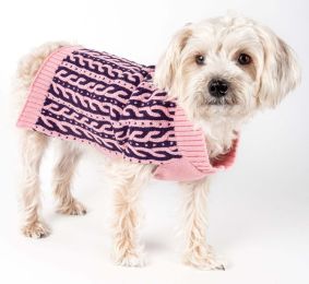 Harmonious Dual Color Weaved Heavy Cable Knitted Fashion Designer Dog Sweater - Large