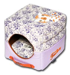 Touchdog Floral-Galore Convertible and Reversible Squared 2-in-1 Collapsible Dog House Bed - PB49PLLG