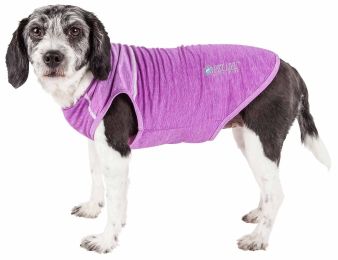 Pet Life Active 'Aero-Pawlse' Heathered Quick-Dry And 4-Way Stretch-Performance Dog Tank Top T-Shirt - Purple - Small