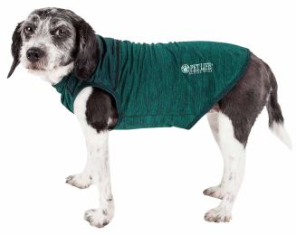 Pet Life Active 'Aero-Pawlse' Heathered Quick-Dry And 4-Way Stretch-Performance Dog Tank Top T-Shirt - Green - Small