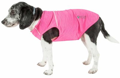 Pet Life Active 'Aero-Pawlse' Heathered Quick-Dry And 4-Way Stretch-Performance Dog Tank Top T-Shirt - Pink - Large