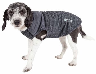 Pet Life Active 'Aero-Pawlse' Heathered Quick-Dry And 4-Way Stretch-Performance Dog Tank Top T-Shirt - Black - Small