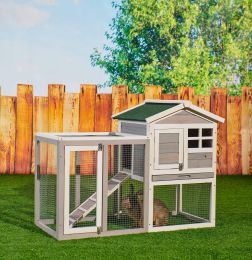 48 in. Large Chicken Coop Wooden Rabbit Hutch Gray - default