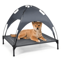 Outdoor travel CampingPortable Elevated Pet Bed With Removable Canopy Shade - grey - L