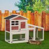 Rabbit Hutch Indoor Outdoor; Wooden Chicken Coop; Bunny Cage Hen House with Run; Ventilation Door; Removable Tray; Ramp; Sunlight Panel; Backyard Gard