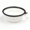 Portable Pet Feeder Travel Foldable Pet Dog Bowl Silicone Collapsible Slow 350ml/1000ml Feeding Bowl  - White - Diameter 13 cm