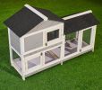 Chicken House; 58" Waterproof Wooden Animal Hutch; Indoor Outdoor Chicken Coop Rabbit Hutch Kit w/Roof; Garden Backyard Rabbit Cage/Guinea Pig House/H