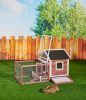 Wooden Rabbit Chicken Bunny Hutch Cage White Picket Fence - default